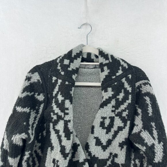 Prana Alberta Reversible Sweater Women M Black Gray Abstract Open Front Cardigan - Picture 12 of 14